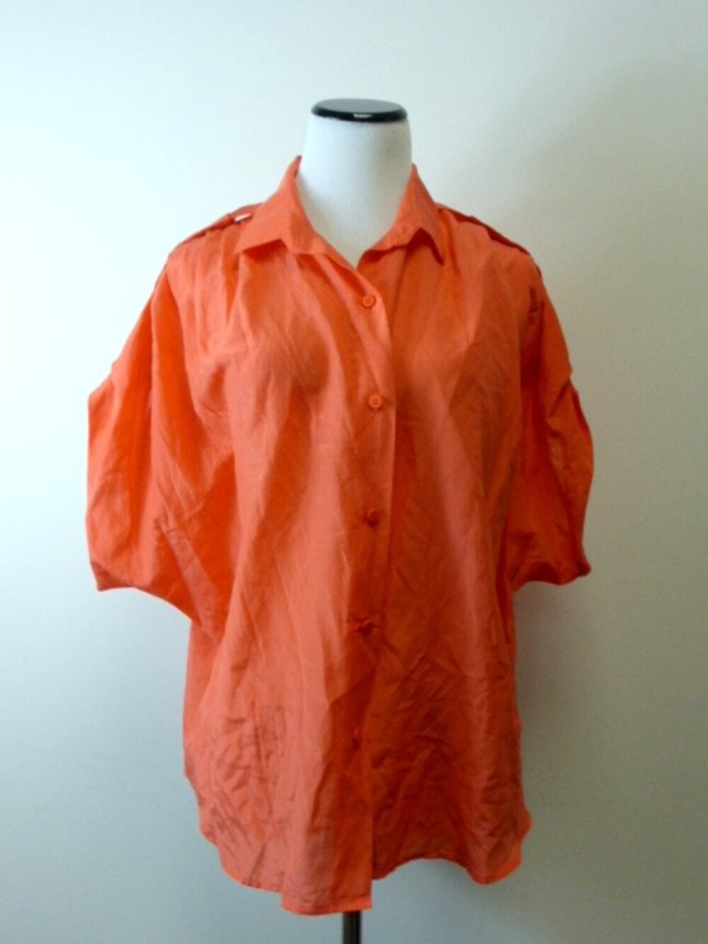 DIANE VON FURSTENBERG ORANGE 100% SILK shirt TOP M oversized